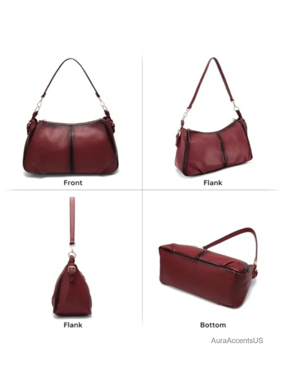 Vegan Leather Hobo Shoulder Bag Purse Women Multi Pockets Soft Satchel